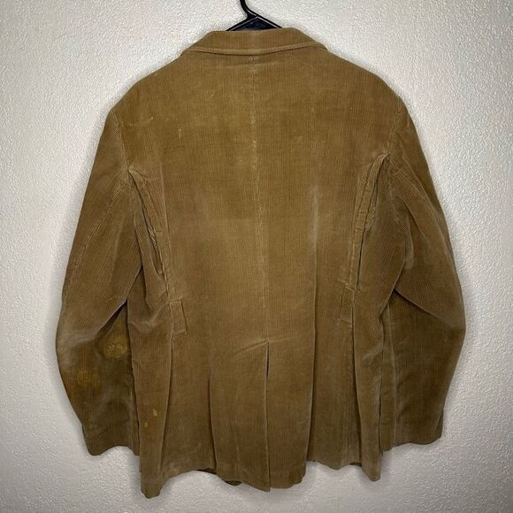 VTG Cortefiel Mens Blazer Jacket Size 44 Mustard Yellow Corduroy 2-Button Lined - Picture 3 of 5